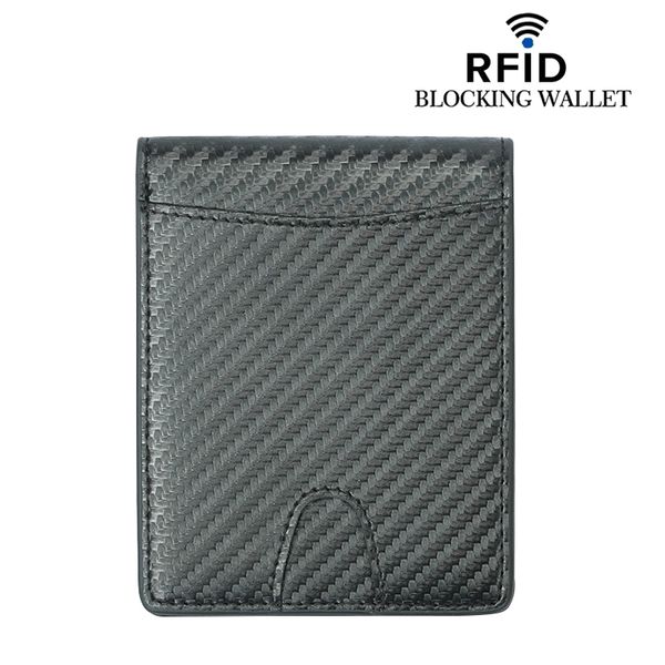 Portafoglio da uomo multifunzione con spazzola antifurto Portamonete sottile e sottile Bifold Billfold Multi Slotsr Pochette da uomo