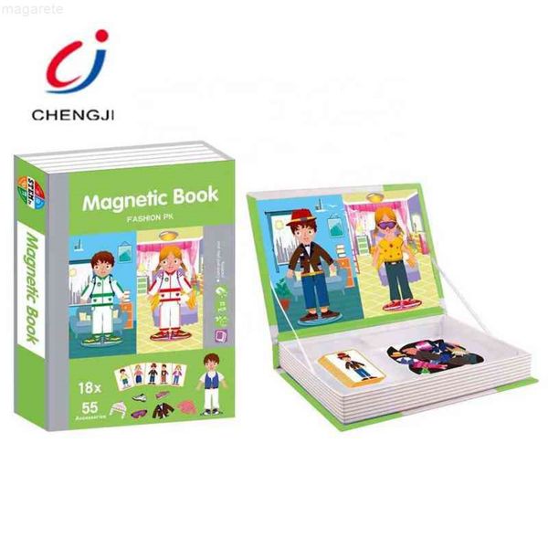 

73pcs fashion show creative diy magnetic toy, kids funny jigsaw puzzle bookzvmh