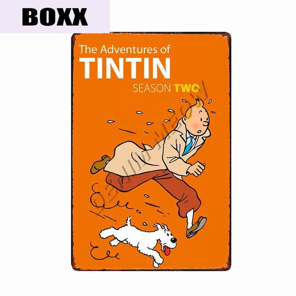 

2021 classic tintin catoon movie tin sign metal plate vintage wall art poster iron painting bar coffee kid room pin up wall craft 232v