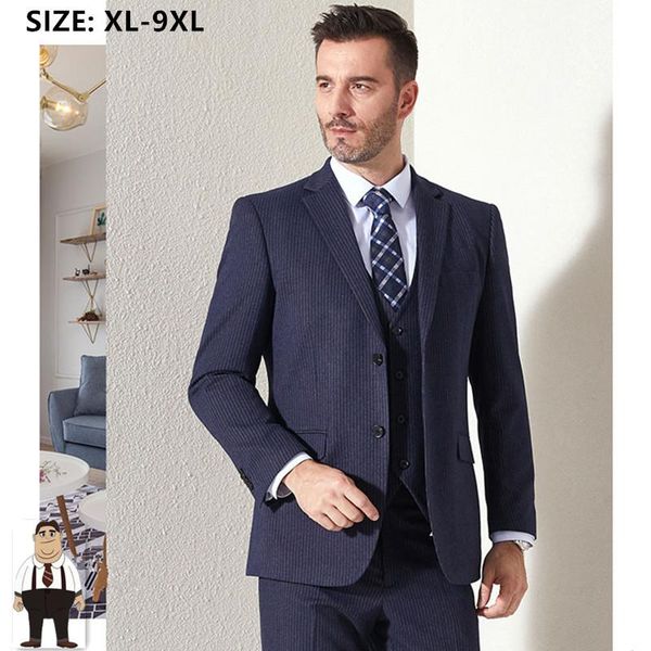 

men's suits & blazers men blazer 3 piece man dress pants plus size 6xl 7xl 8xl 9xl wedding coat stripes formal vest office business 2 s, White;black