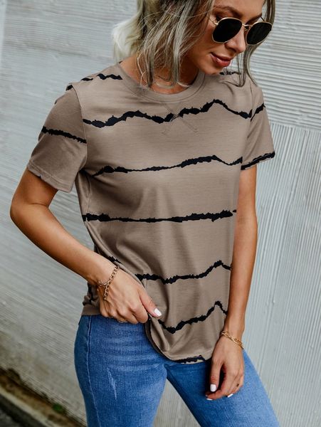 

striped round neck tee 51vw#, White