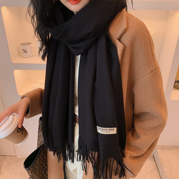

korean imitation cashmere warm scarf for women autumn and winter girls soft girl neckband solid color versatile shawl dual-purpose long, Blue;gray
