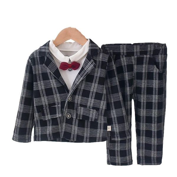 

new spring autumn baby clothes suit children boys casual coat t-shirt pants 3pcs/sets toddler gentleman costume kids tracksuits, White