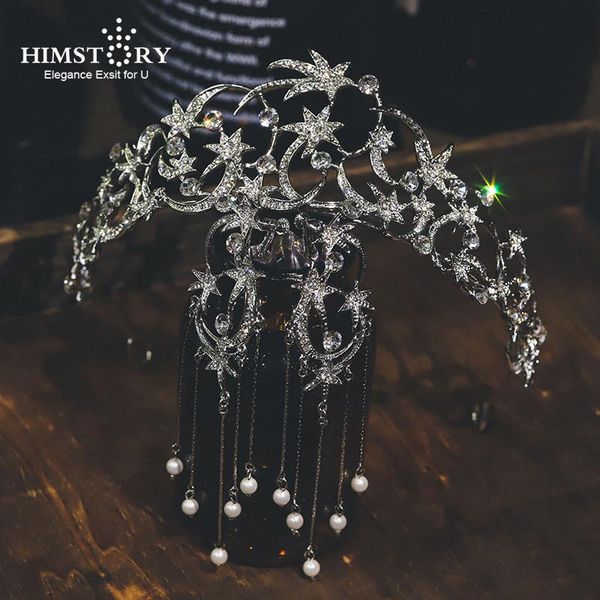 

hair clips & barrettes himstory est silver color star rhinestone bridal crown wedding headwear fashion crystal princess accessories, Golden;silver