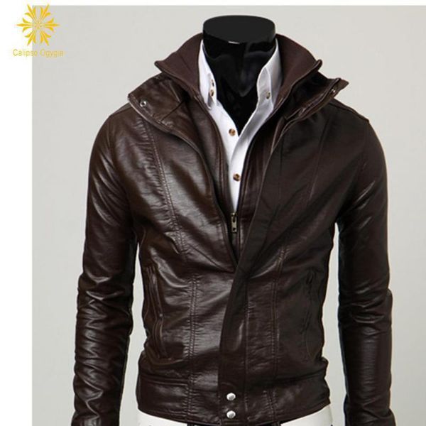 

ml68 double-layer black pilot casaco masculino spring fashion jacket leather men mens jackets slim motorcycle pu jacket