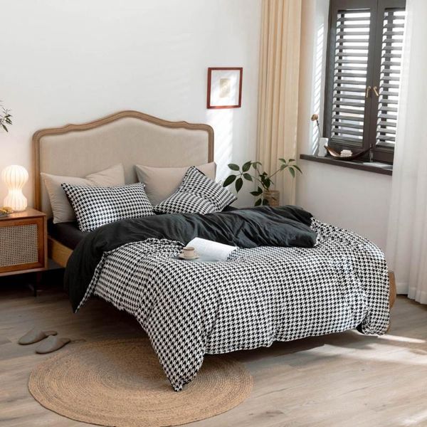 

svetanya houndstooth knitted cotton bedding set soft warm linens single  king flat fitted sheet pillowcase duvet cover