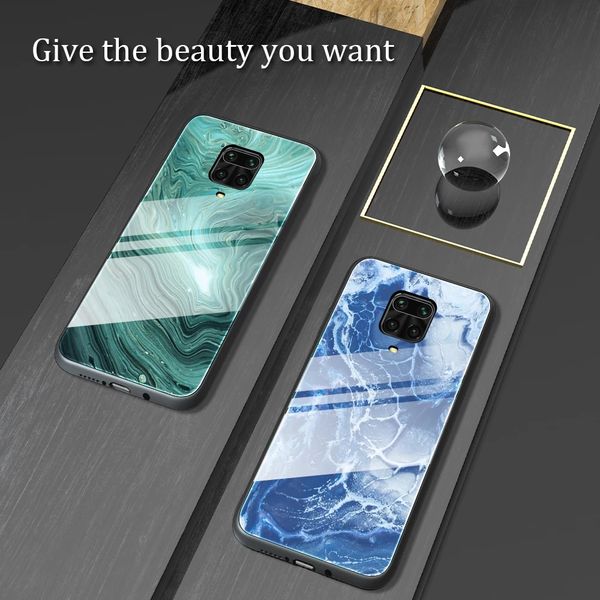 

marbled glass tempered glass phone case for redmi note 6 7 8 8t 9 pro 8a 9a k20 k30 protective cover for xiaomi mi 10 9t cc9 pro ultra