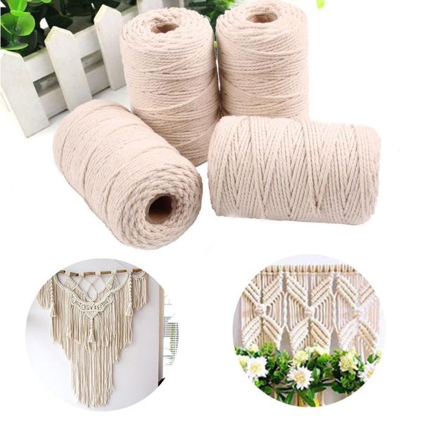 

diy macrame cotton cord handmade cotton cord macrame yarn rope craft string knitting thread home hand decoration braided thread, Black;white