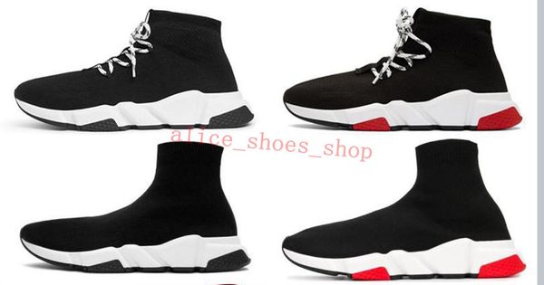 

2021 speed casual sports platform socks mens sneakers womens trainers black stretch scarpe tripler boots black white, Black;red