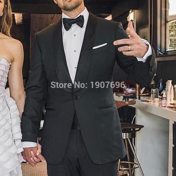 

black wedding tuxedos for groomsmen two piece slim fit jacket pants shawl lapel latest blazer formal coat1, White;black