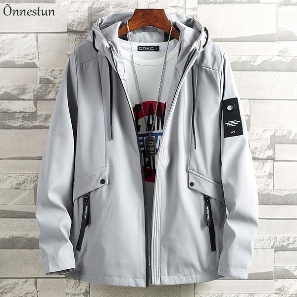 

onnestun men jacket coat autumn new streetwear men clothing harajuku windbreakers with hooded fashion solid jacket1, Black;brown