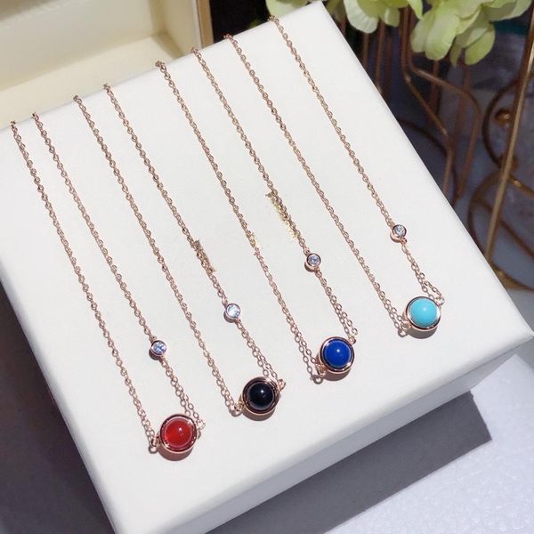 

925 sterling silver jewelry for women colorful beads pendants rose gold necklace luxcy natural 925 silver necklace party jewelr q0531