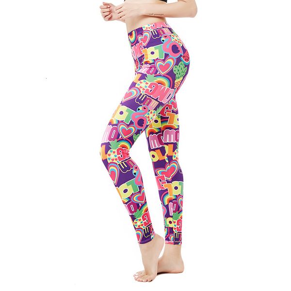 

9303 new raiow love five color printing leggings for girls, Black