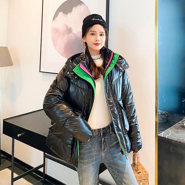 

parka winter jacket women fashion colorful coat female casual new casual short hooded plus size clothing for women, Black