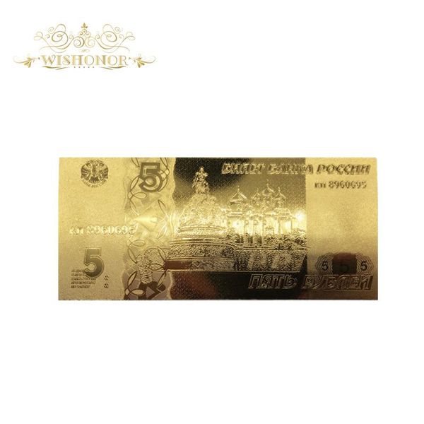 

10pcs lot souvenir russian 5 rubles gold banknote russia gold foil banknotes for wmtlnt xhlove
