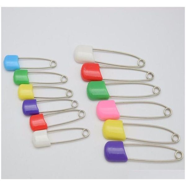 

100pcs 40mm 55mm baby diaper pins colorful plastic safety head wholesale lot s8ifv 3rarx, Silver