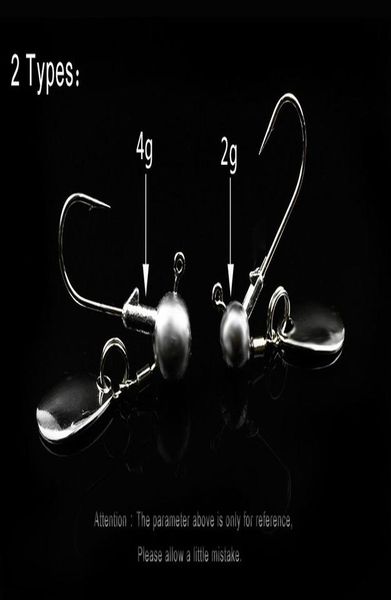 

5pcs/lot 2g/4g lead head hook jigs bait fishing hook for soft lure with spoon spinner fishing tackle accessories sqcgbd