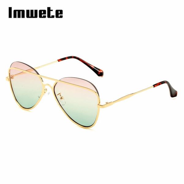 

Imwete Woman semi-rimless pilot sun glasses Gradient lens design metal frame Vintage Glasses Female Shade UV400, White;black