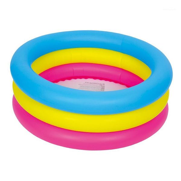 

wholesale-colorful 3 ring swimming pool 76x25cm,summer play colorful, inflatable baby pool, child pool, color as rainbow, blue,yellow,red1