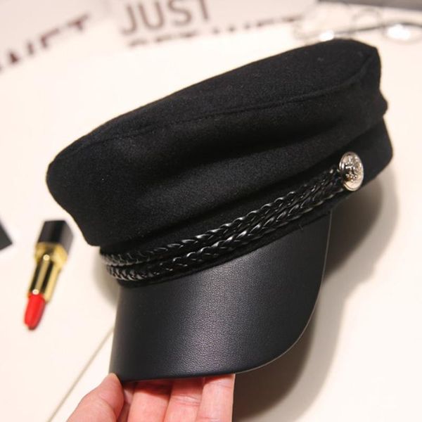 

wide brim hats fashion women men hat spring autumn sailor black ladies beret caps flat captain cap travel cadet octagonal, Blue;gray