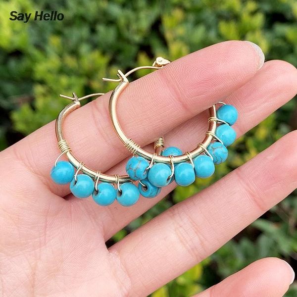 

hello boho бирюзы бусины шарм гравийные серьги улица популярные металлические обмотки обруча серьги женщин b0111, Golden;silver