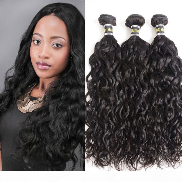 

7a grade virgin hair water wave 3 bundles peruvian unprocessed human hair weave bundles human hair extensions natural black