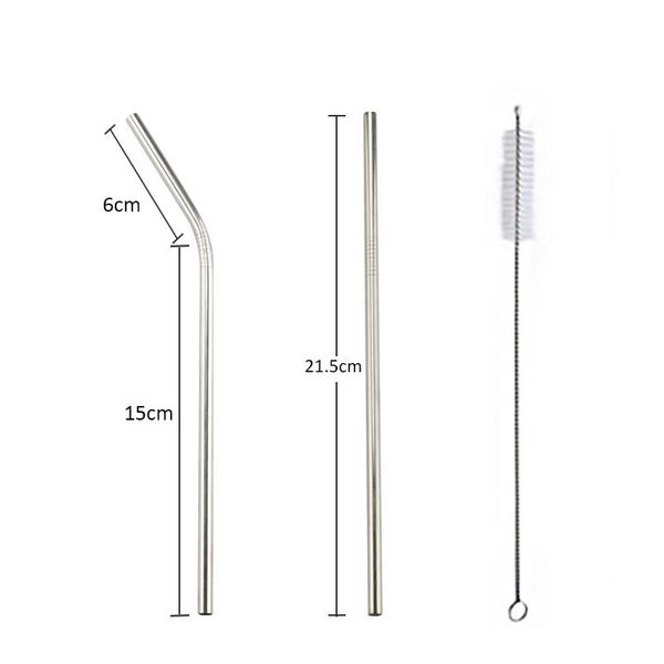 

colorful 304 stainless steel straws reusable straight bent metal drinking straw with cleaner brush set party bar a sqclxz