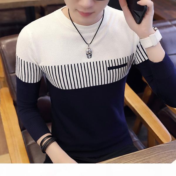 

2018 new autumn casual cashmere sweater men male round neck knitted sweaters long sleeve slim fit fashion pullover men my841, White;black
