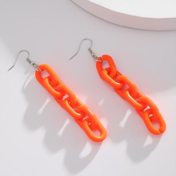 

personality candy color acrylic long chain statement earrings geometric cool earrings for woman aesthetic accessorie jewelry, Silver
