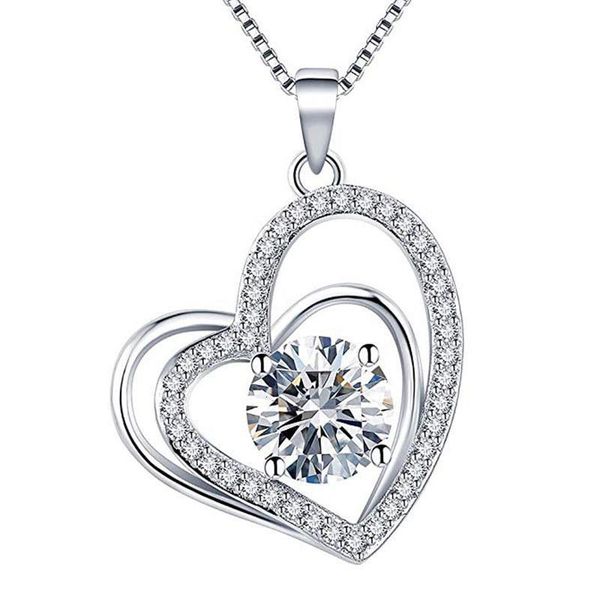 

cubic zirconia silver gold chains diamond love heart pendant necklace women necklaces fashion jewelry will and sandy gif