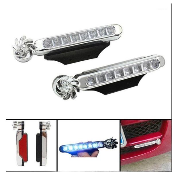 

2pcs wind led light wind powered 8 led car drl daytime running light fog warning auto head lamp1