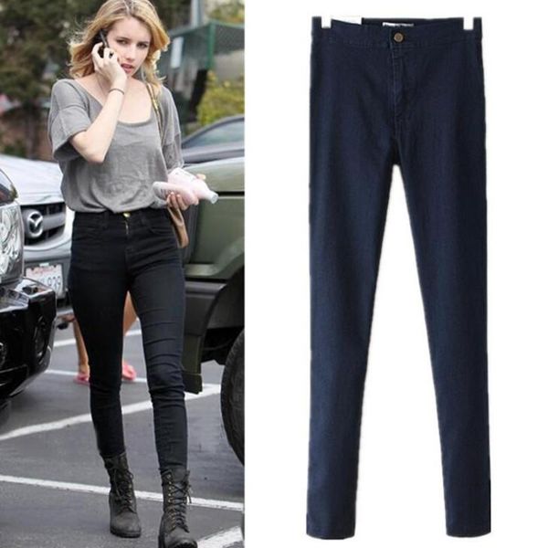 

skinny jeans for women stretch high waist pencil denim jeans pants trousers female casual slim jeggings summer autumn 2020, Blue