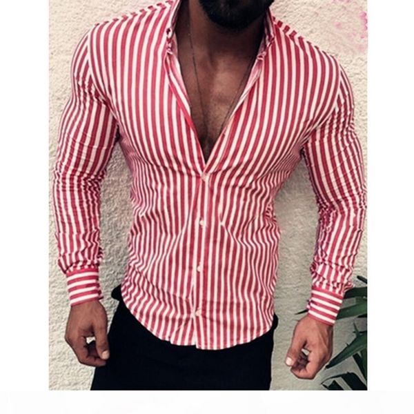 

2019 casual striped shirt long sleeve men's casual shirt slim fit men's formal dress shirts men male clothing camisa wholesale, White;black