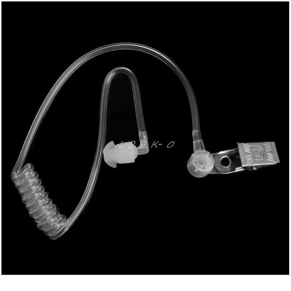 

replacement transparent coil acoustic air tube earplug with metal clip for two-way radio walkie talkie earpiece sqcehy