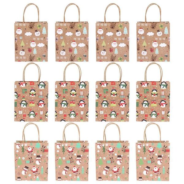 

12шт практичный портативный прочный творческий прекрасный рождественский мешок рождественские подарочные мешок бумаги tote для рождественско