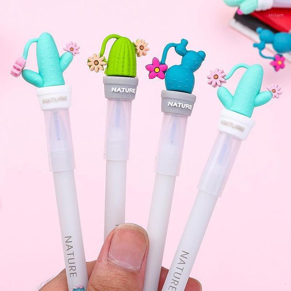

1pcs magic erasable pen cute cactus blue refill 0.5mm writing stationery gel ink pen gift ideas1