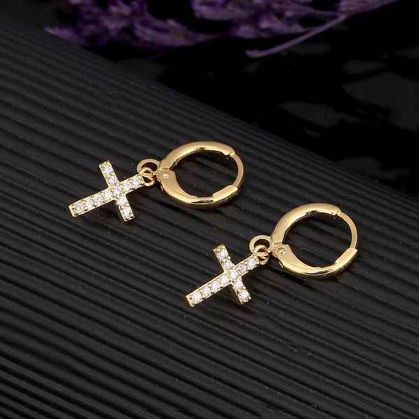 

cross dangle earrings religious jesus stone earrings jewelry crucifix christian fashion design, Golden;silver