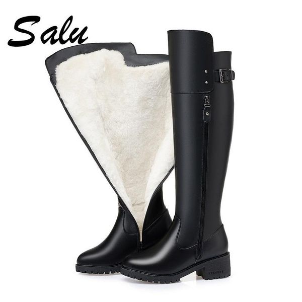 

boots thigh high women over the knee genuine leather winter large size 41 42 43, Black