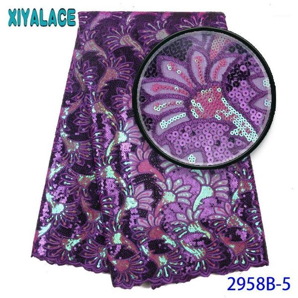 

latest lace fabric french laces fabrics tulle french embroidery net mesh laces with sequins for party ks2958b-51, Pink;blue