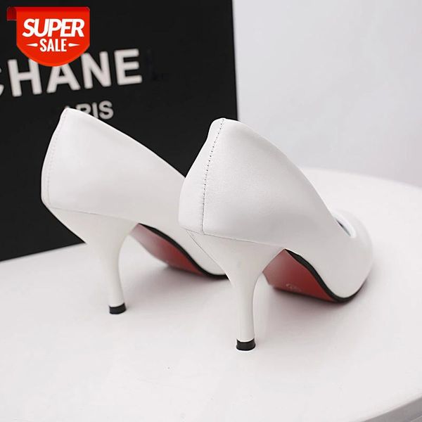 

2020 new red bottom high heels shallow mouth Pointed Toe PU leather Thin Heels wedding party sexy high heels zapatos de mujer #CF3k, Black