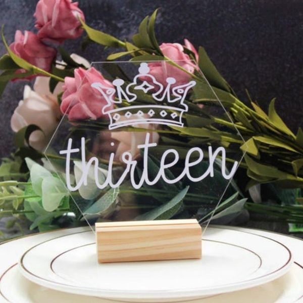 

party decoration hexagon table number acrylic wedding decor numbers modern place cards