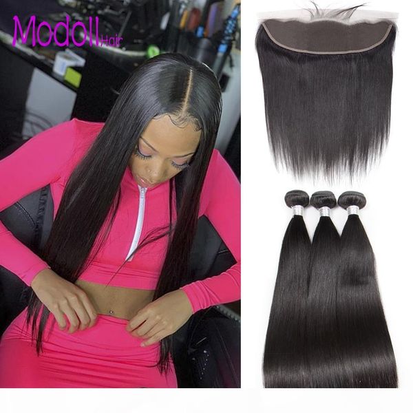 

malaysian straight virgin hair 3 4 bundles with lace frontal malaysian grade 9a hair bundles with frontal human hair straight bundles, Black;brown