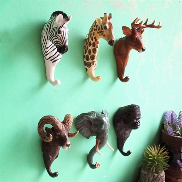 

hooks & rails doreen box giraffe elephant zebra orangutan antelope deer animals hangers resin hook for hanging clothes bag wall deco 1pc1