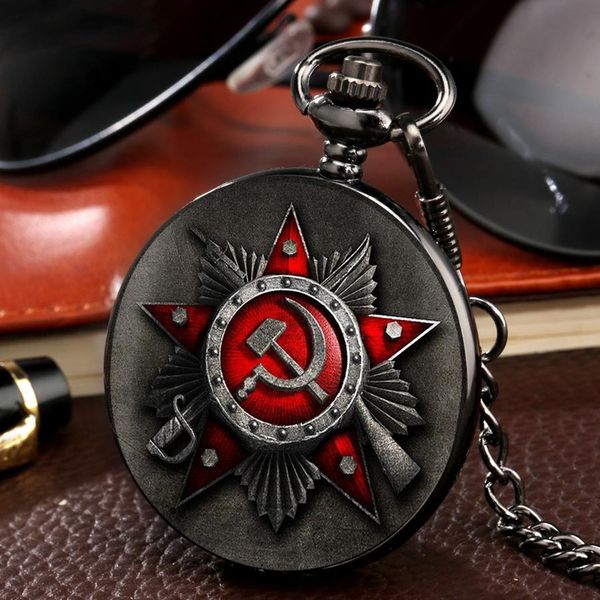 

retro cccp russia soviet union russian flag hammer badges sickle pocket watch hook design ussr necklace chain gift for men women q jlloym, Slivery;golden