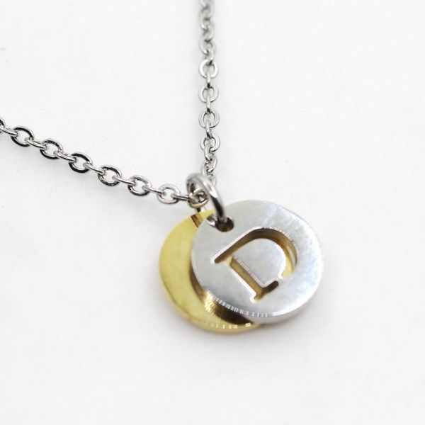

pendant necklaces stainless steel initial alphabet d necklace women men jewelry round coin letter, Silver