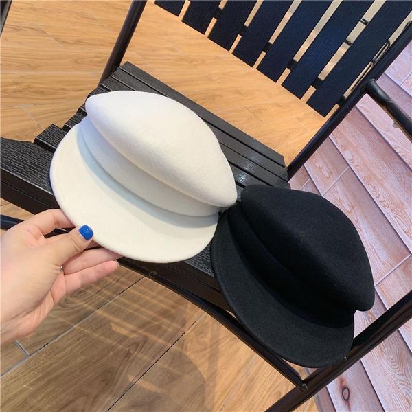 

202011-yy autumn winter wool solid model street leisure lady octagonal hat men women visors cap, Blue;gray