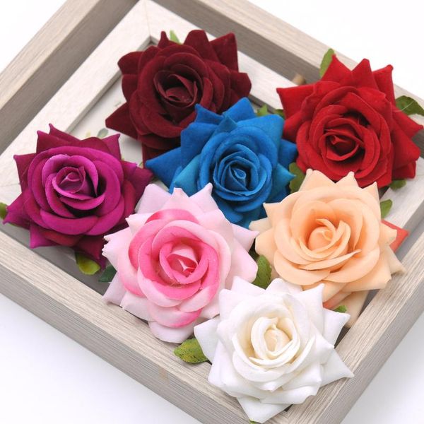 

1pcs 6cm-7cm silk flower dahlia rose artificial flower head wedding decoration diy wreath gift box scrapbooking craft wmtvjs