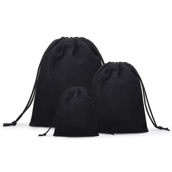 

100pcs / lot velvet black 3 sizes jewelery gift bags brace strap pouches wholesale10*12cm 7*9cm 5*7cm b-057-1 t200602, Pink;blue