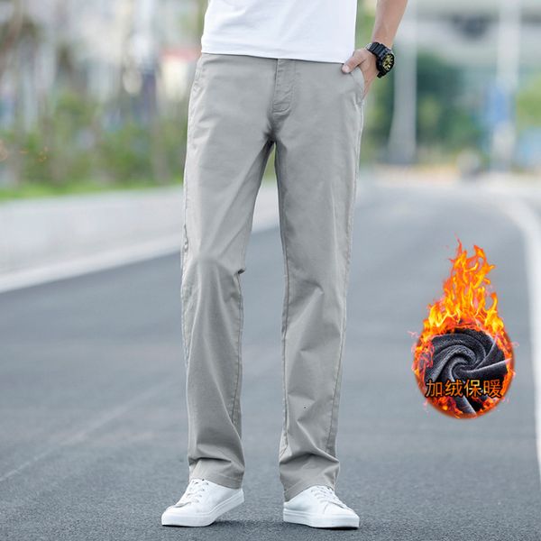 

men's casual loose straight tube 2020 new long pants wear versatile plush korean fashion autumn winter, Black