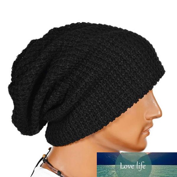 

men knit beanie hat baggy long slouchy winter warm skull caps hats black/red/gray, Blue;gray